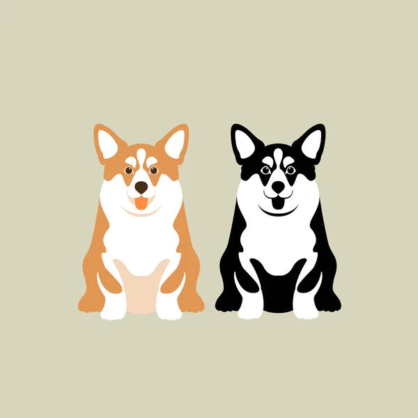 威尔士矮脚狗矢量插画风格平面设置前面 — 图库矢量图片