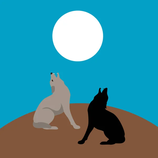 Loup style illustration vectorielle Silhouette plate — Image vectorielle
