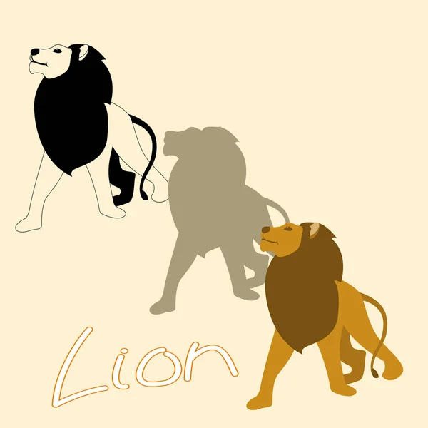 León vector ilustración estilo conjunto plano silueta — Vector de stock