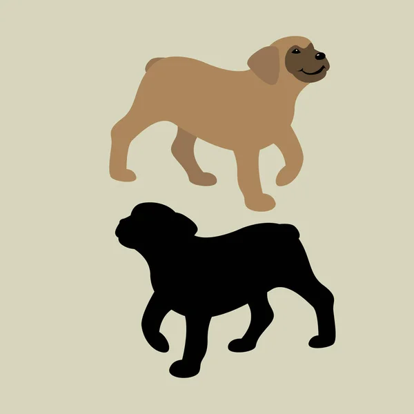 Cachorro vector ilustración estilo silueta plana negro — Vector de stock