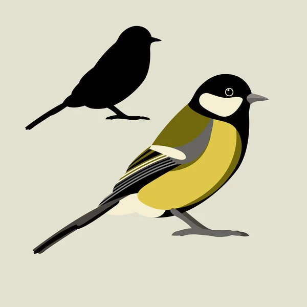 Tit bird vector illustration style Flat silhouette — Διανυσματικό Αρχείο