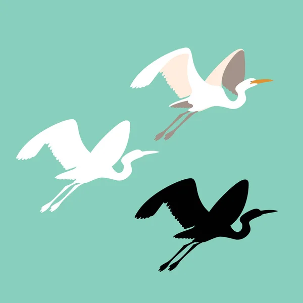 Чапля птах Векторні ілюстрації стиль плоский — стоковий вектор