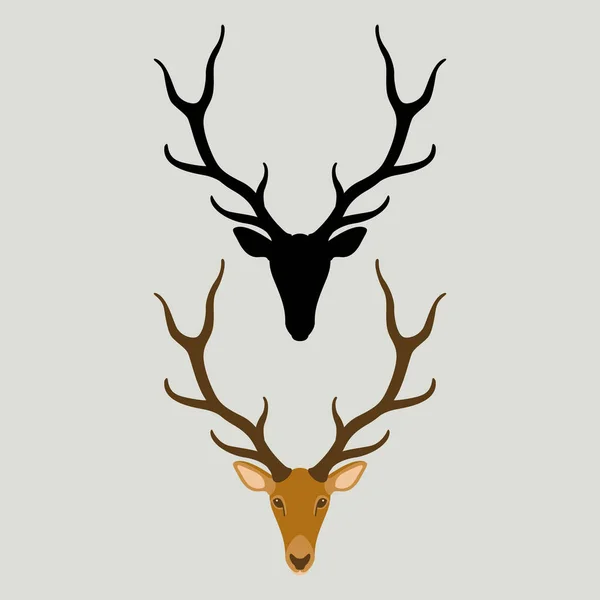 Tête de cerf style d'illustration vectoriel Silhouette plate — Image vectorielle