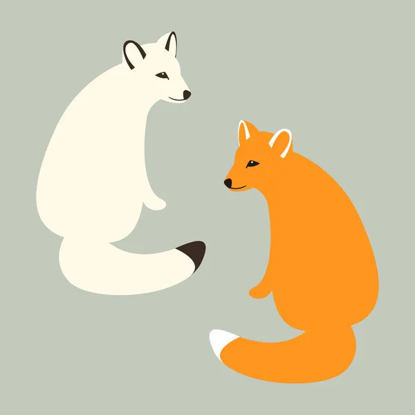 Red fox vector illustratie Flat stijlenset — Stockvector