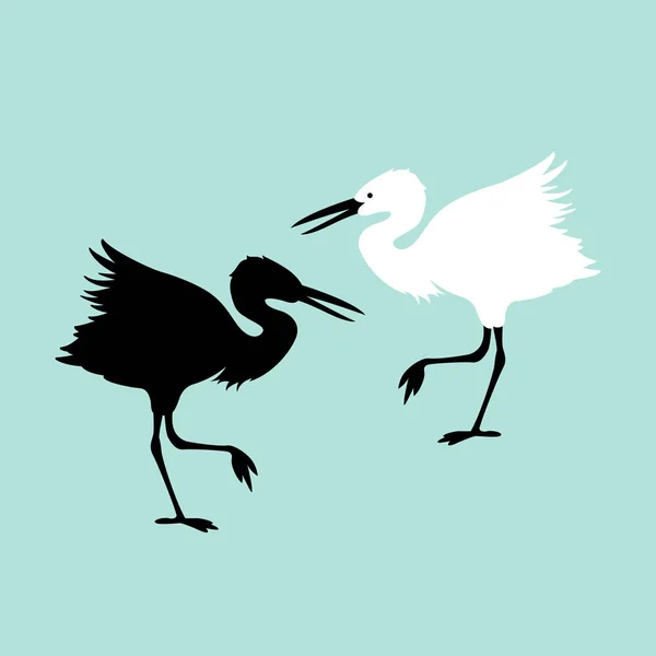 Heron vetor ilustração estilo silhueta plana — Vetor de Stock