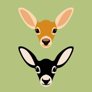 Şekil Stili düz bebek Geyik kafası vektör  