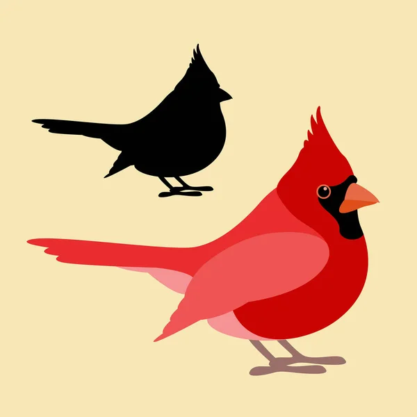 Pájaro cardinal vector ilustración estilo lado plano — Archivo Imágenes Vectoriales