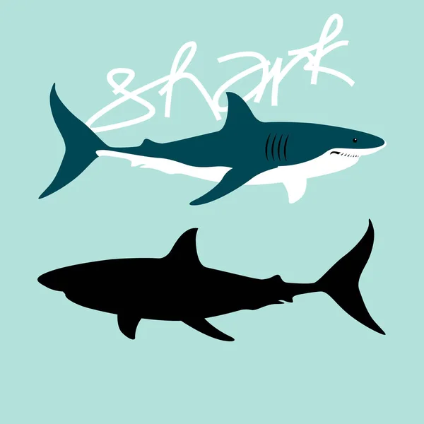 Rekin wektor ilustracja stylu płaski profil kolorów czarny — Wektor stockowy