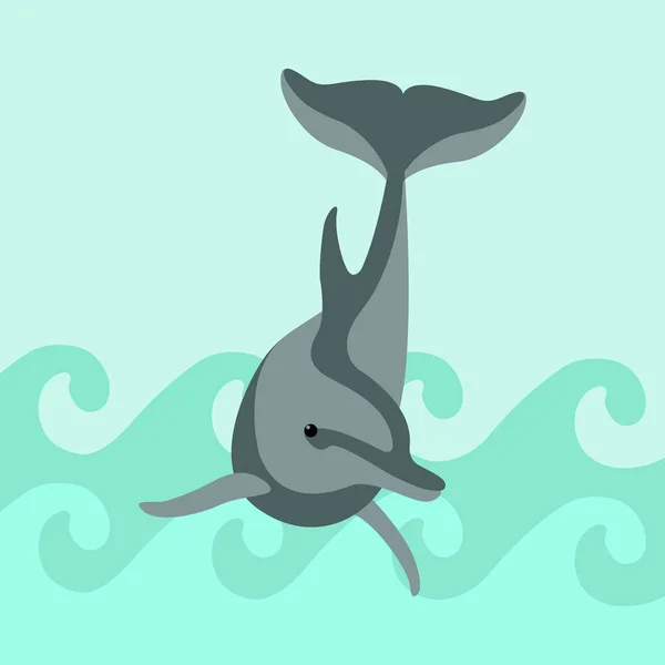 Dolphin vector illustration style Flat — Stock Vector