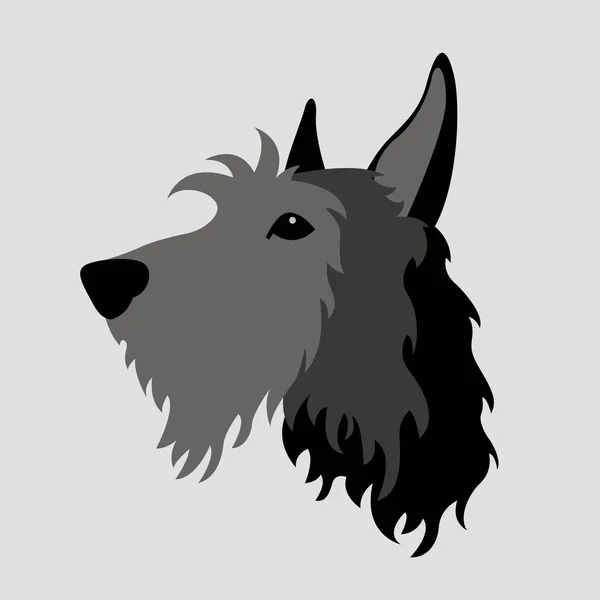 Terrier kepala anjing vektor wajah gaya gambar Flat kartun - Stok Vektor