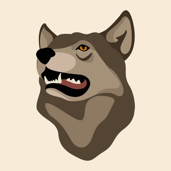狼頭ベクトル図スタイル フラット フロント — ストックベクタ
