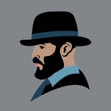 Erkekler hipster vektör çizim düz stil profil yan kafa