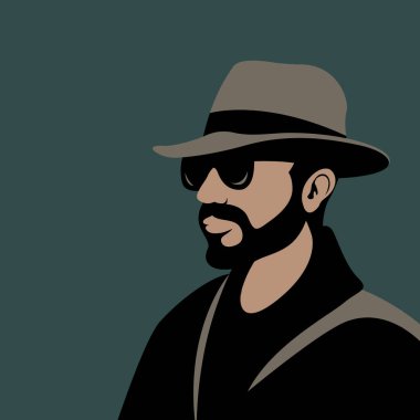 Erkekler hipster vektör çizim düz stil profil yan kafa