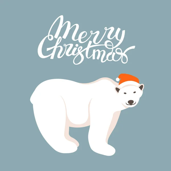 Feliz Navidad diseño .greeting tarjeta .bear. estilo plano — Vector de stock