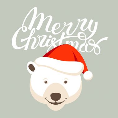 neşeli Noel tasarım .greeting kartı .bear. düz stil