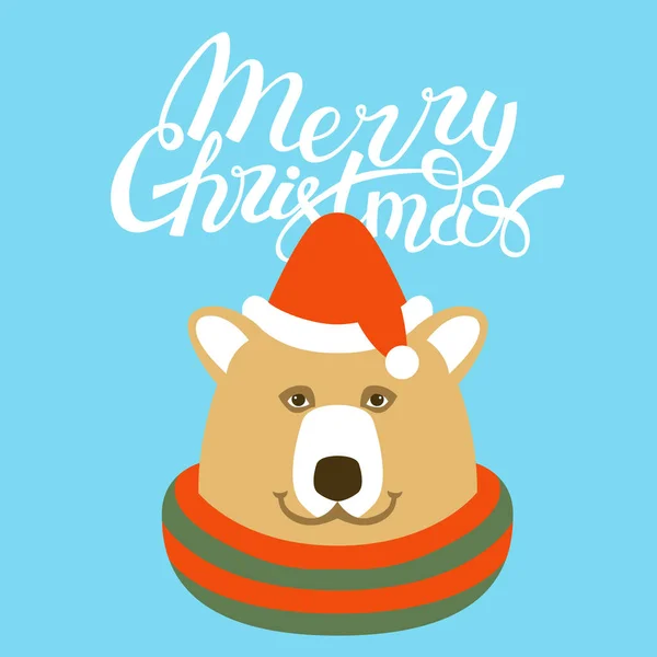 Feliz Navidad diseño .greeting tarjeta .bear. piso — Vector de stock