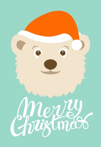 Feliz Navidad diseño .greeting tarjeta .bear. piso — Vector de stock