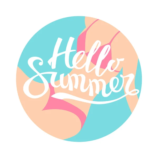 Hand drawn phrase Hello summer lettering  flat — Stock Vector