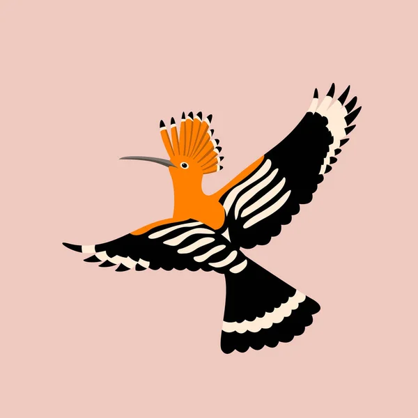 Uccello upupa vettore illustrazione stile piatto silhouette — Vettoriale Stock