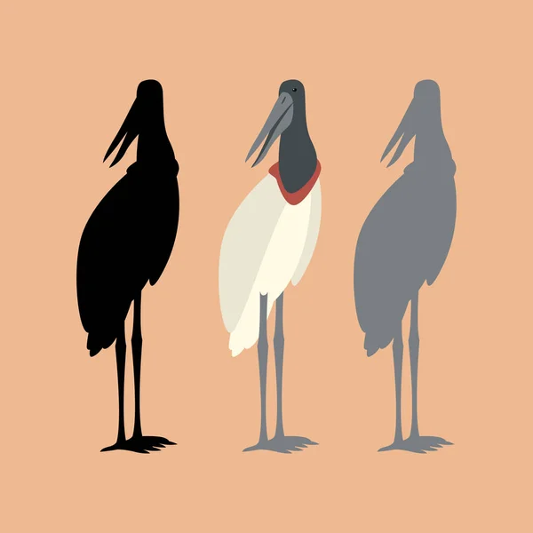 Black - necked Bocian wektor ilustracja stylu płaski — Wektor stockowy