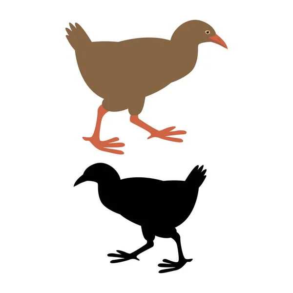 ウェカ ・鳥ベクトル図フラット スタイル ブラック シルエット — ストックベクタ