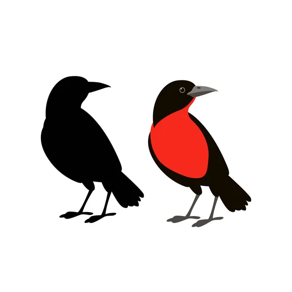 Kuş vektör çizim tarzı düz siyah siluet — Stok Vektör