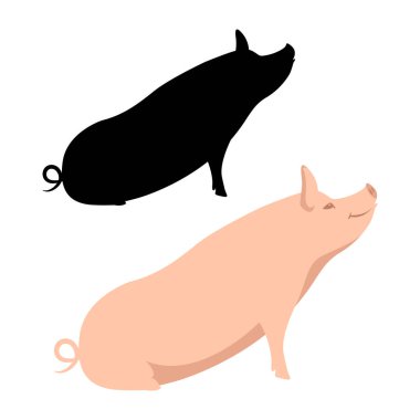domuz vektör çizim tarzı düz siyah siluet
