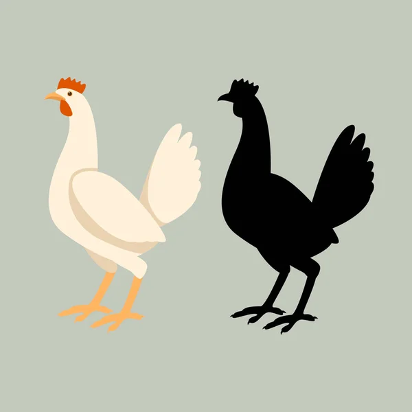 Vector de pollo silueta ilustración negro — Archivo Imágenes Vectoriales