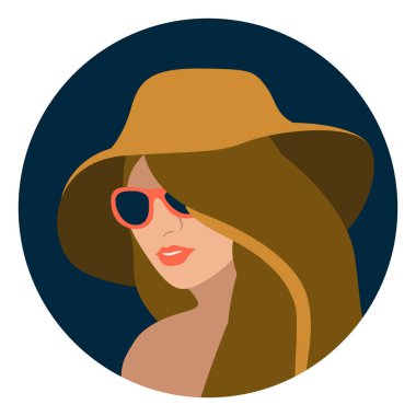 Kız şapka vektör çizim düz stil