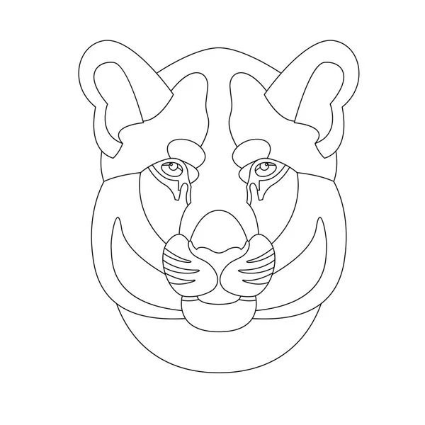 León cara vector ilustración línea dibujo — Vector de stock