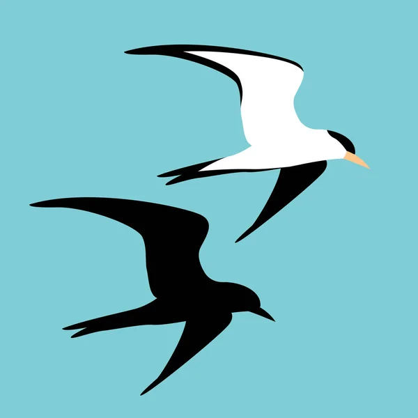 Seagull vector illustration style flat  silhouette — Stock Vector