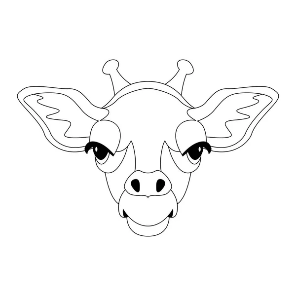 Desenho de linha de ilustração de vetor de face de girafa — Vetor de Stock