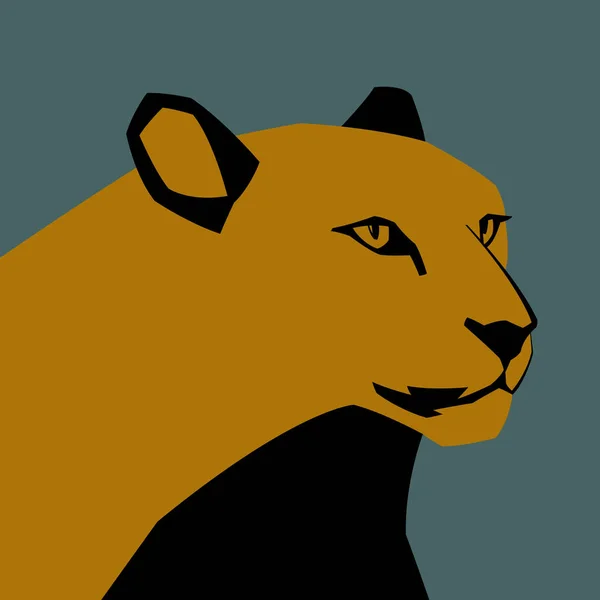 Puma cabeza vector ilustración estilo perfil plano lado — Vector de stock