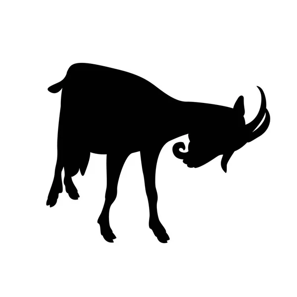 Vector de cabra ilustración silueta negro — Vector de stock