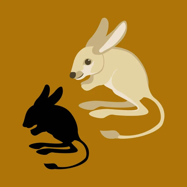 Jerboa's vector illustratie stijl platte zwarte silhouet — Stockvector