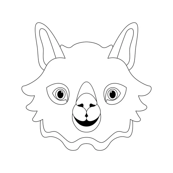 Lama rosto cabeça vetor ilustração linha desenho — Vetor de Stock