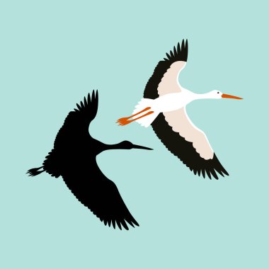  Leylek vektör çizim tarzı düz siyah siluet