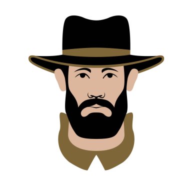 erkek baş yüz hipster vektör çizim 