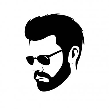 erkek baş yüz hipster vektör çizim 