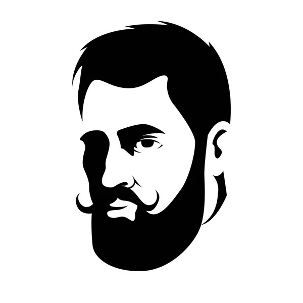 Hommes tête visage hipster vecteur illustration noir silhouette — Image vectorielle