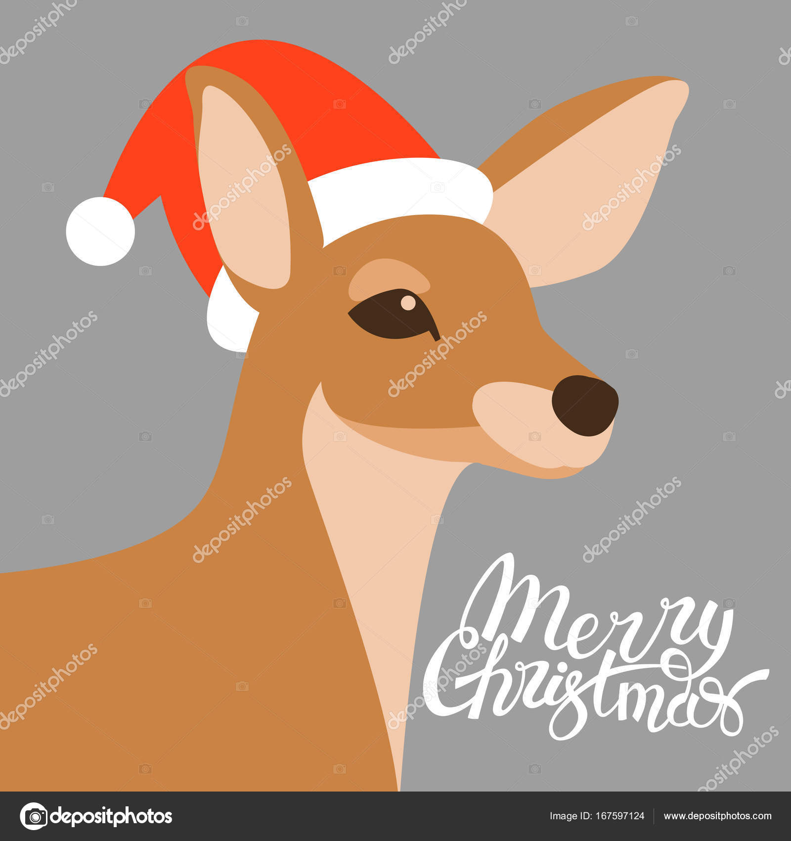 Merry christmas karty sarna wektor ilustracja literowanie pÅ‚aski — Wektor od wectors
