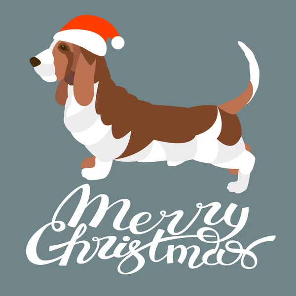 Feliz año nuevo perro tarjeta vector ilustración estilo plano — Vector de stock