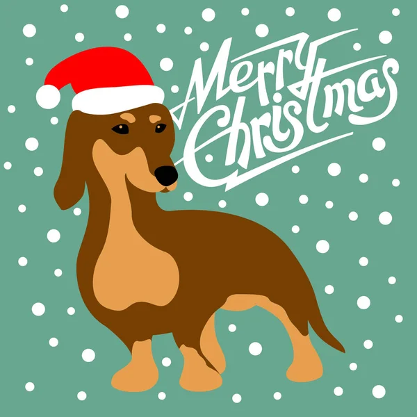 Feliz Navidad feliz año nuevo tarjeta de perro — Vector de stock