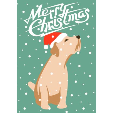 neşeli Noel mutlu yeni yıl köpek kart vektör