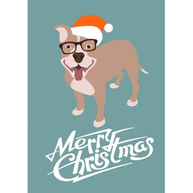 neşeli Noel mutlu yeni yıl köpek kart vektör 