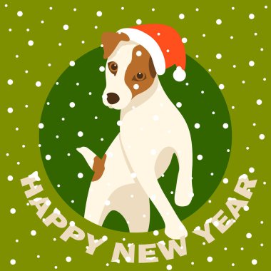 neşeli Noel mutlu yeni yıl köpek kart vektör 