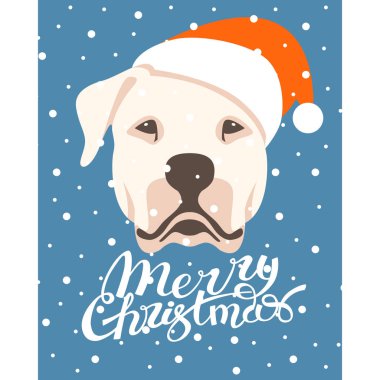 neşeli Noel mutlu yeni yıl köpek kart vektör 