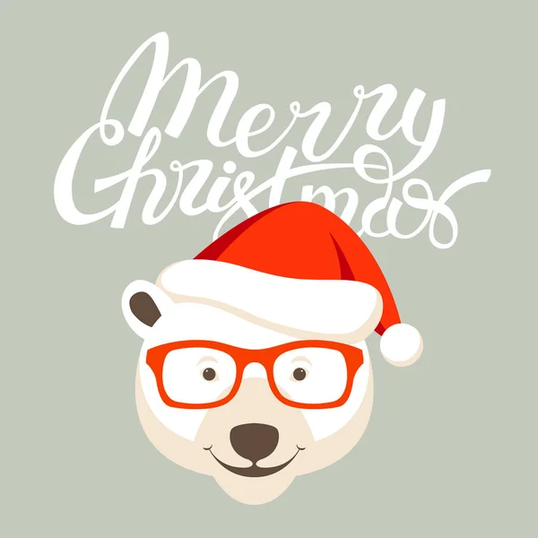 Feliz Navidad feliz año nuevo oso tarjeta vector — Vector de stock