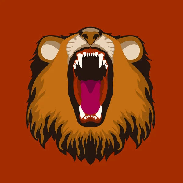 Lion naštvaný obličej hlavy vektorové ilustrace styl plochý — Stockový vektor