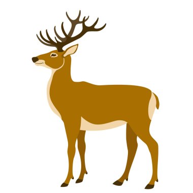 geyik illüstrasyon düz stil profil yan vektör